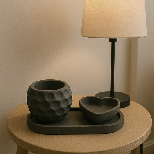 Dekorativni set “Luma Moment” – Jesmonit set sa svećnjakom i činijom u obliku srca